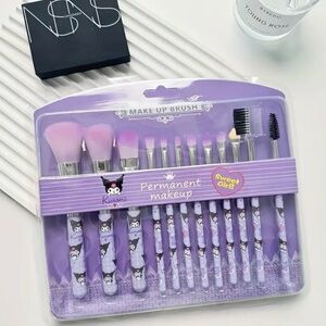 {NEW} 12pcs Kawaii Purple Kuromi Makeup Brush Kit